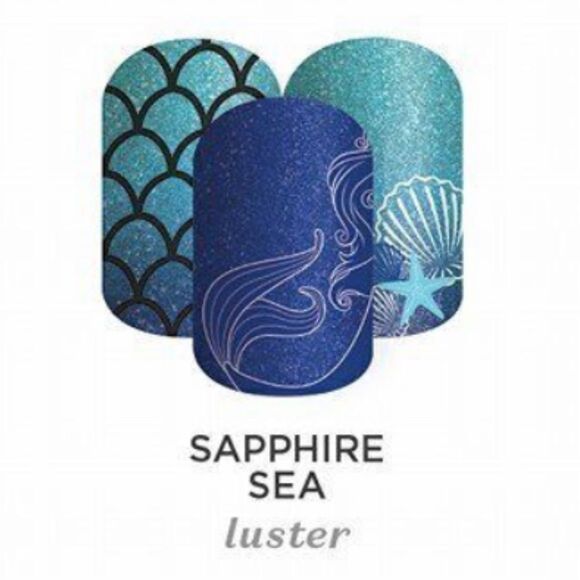 Jamberry Sapphire Sea The Little Mermaid Half Sheet Nail Wraps - Picture 1 of 11